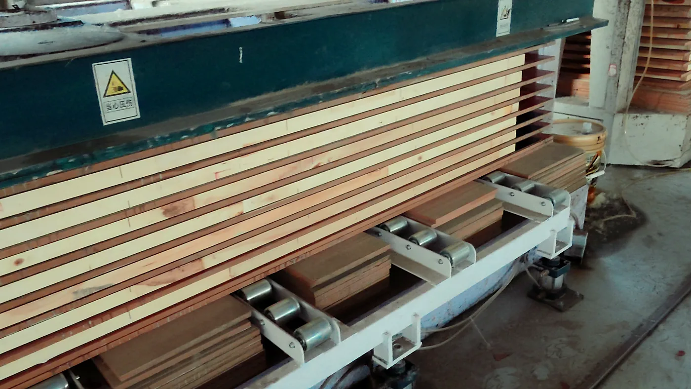 Door panels staged in rows before edge processing